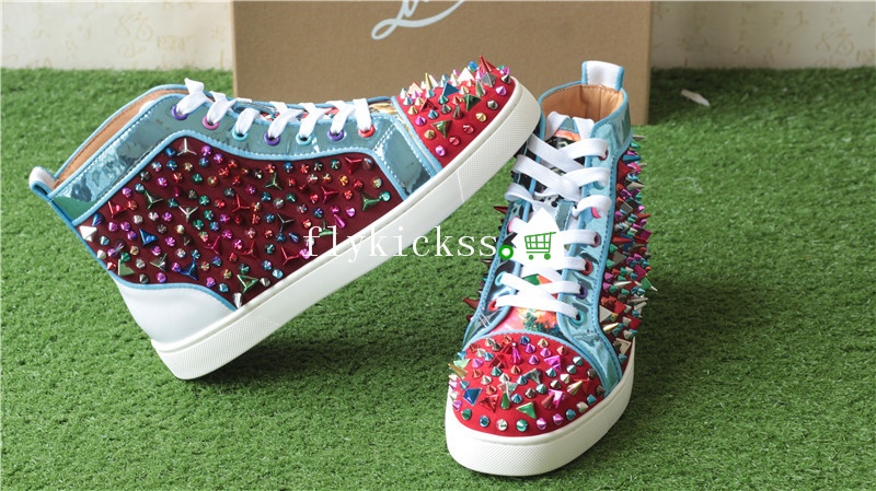 Christian Louboutin Colorful Spike High Top Flat Sneakers